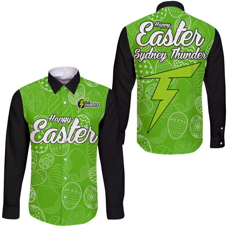sydney-thunder-cricket-happy-easter-day-hawaii-long-sleeve-button-shirt-simple-style