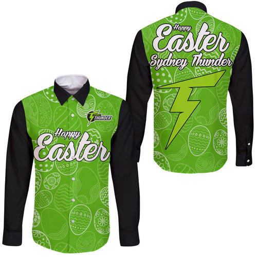 sydney-thunder-cricket-happy-easter-day-hawaii-long-sleeve-button-shirt-simple-style
