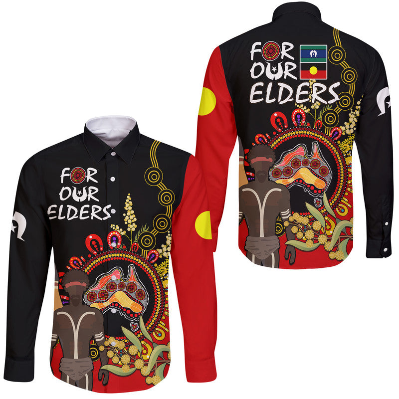 naidoc-2023-indigenous-hawaii-long-sleeve-button-shirt-australia-map-with-golden-wattle
