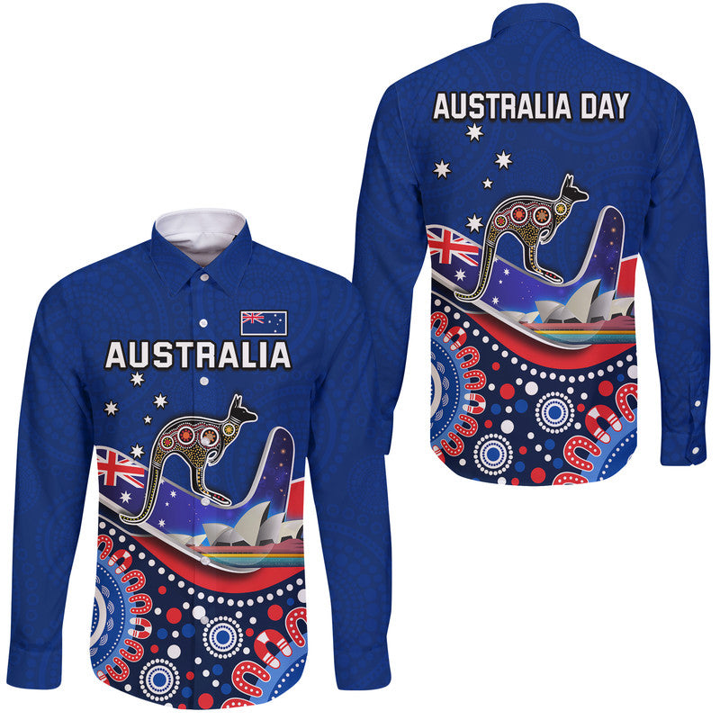 australia-day-hawaii-long-sleeve-button-shirt-indigenous-kangaroo-and-boomerang