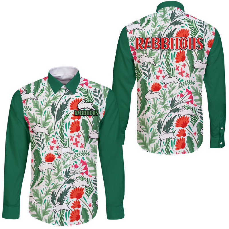 rabbitohs-poppy-flowers-field-hawaii-long-sleeve-button-shirt