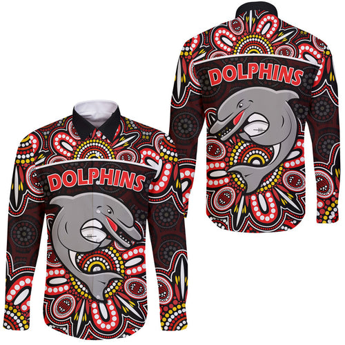 dolphins-rugby-hawaii-long-sleeve-button-shirt-aboriginal-dot-painting