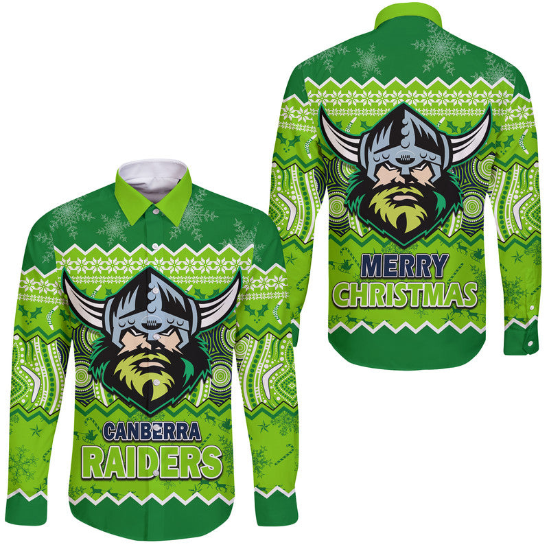 canberra-the-green-machine-raiders-aboriginal-christmas-vibe-hawaii-long-sleeve-button-shirt