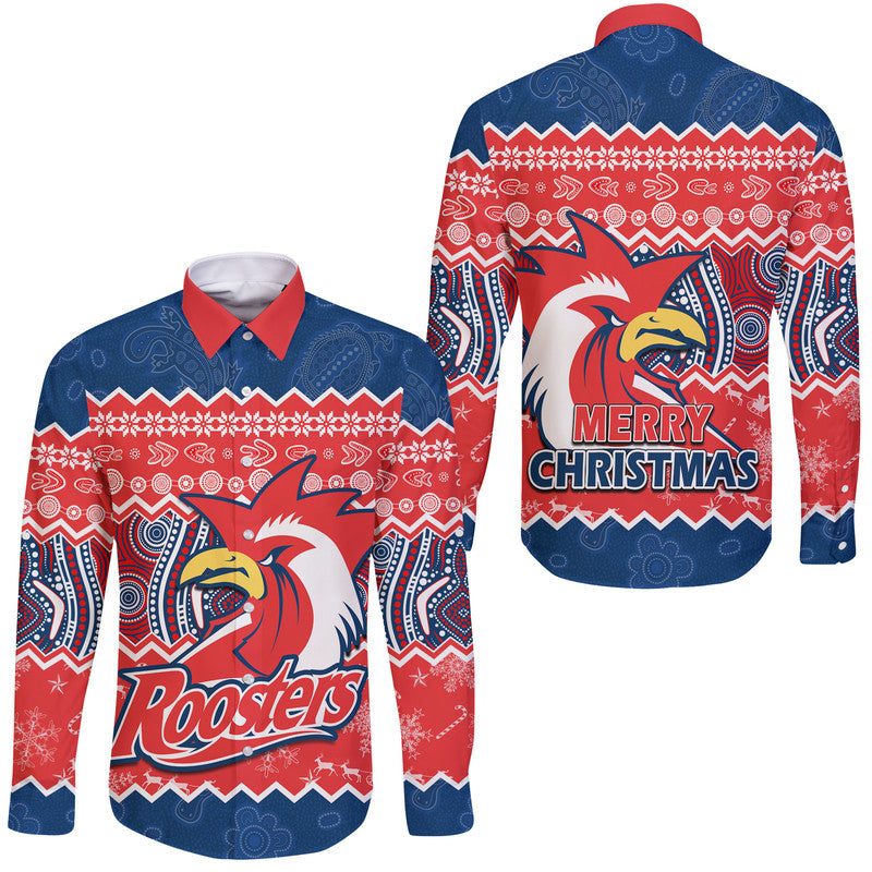 sydney-aboriginal-roosters-christmas-vibe-hawaii-long-sleeve-button-shirt