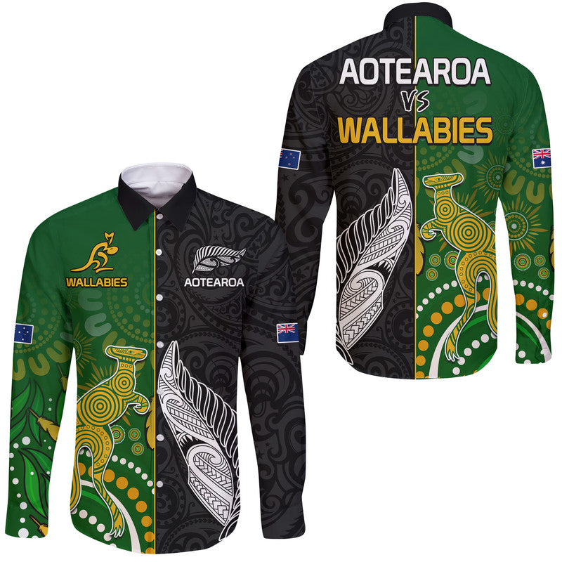 aotearoa-rugby-all-black-combine-australia-wallabies-hawaii-long-sleeve-button-shirt-aboriginal-kangaroo-and-maori-fern