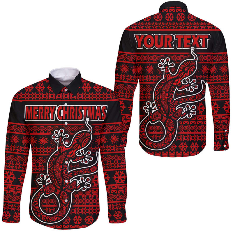 custom-personalised-australian-lizard-christmas-vibe-with-aboriginal-dot-painting-style-hawaii-long-sleeve-button-shirt