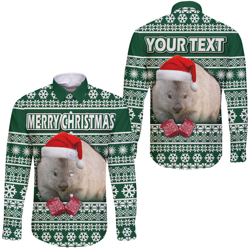 custom-personalised-australian-wombat-christmas-vibe-with-aboriginal-dot-painting-style-hawaii-long-sleeve-button-shirt