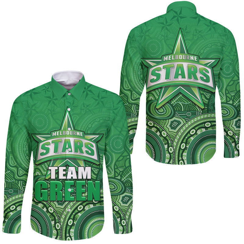 melbourne-team-green-indigenous-aboriginal-stars-arts-hawaii-long-sleeve-button-shirt