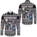 custom-personalised-australian-magpies-christmas-vibe-with-aboriginal-dot-painting-style-hawaii-long-sleeve-button-shirt