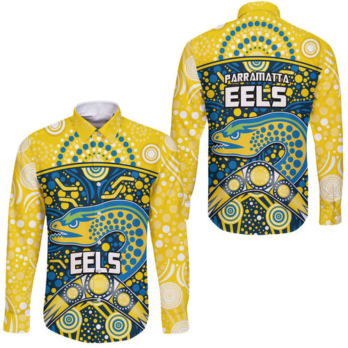 parramatta-eels-rugby-hawaii-long-sleeve-button-shirt-boomerang-indigenous-dots