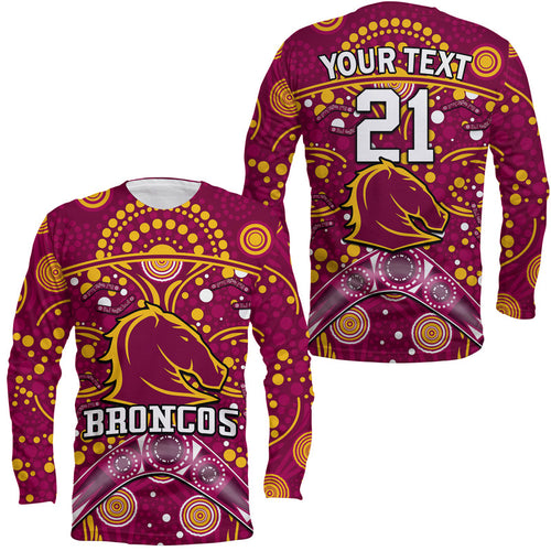 custom-personalised-broncos-rugby-long-sleeve-shirt-boomerang-indigenous-dots