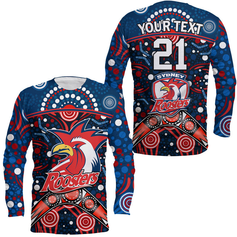 custom-personalised-roosters-rugby-long-sleeve-shirt-boomerang-indigenous-dots