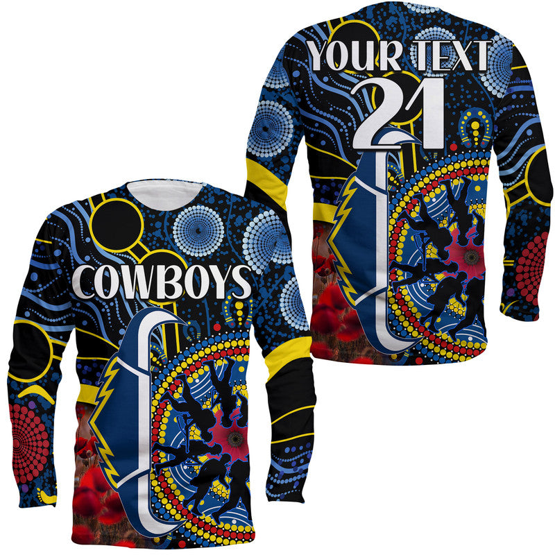 custom-personalised-cowboys-rugby-anzac-long-sleeve-shirt-aboriginal-military-and-poppy-flowers
