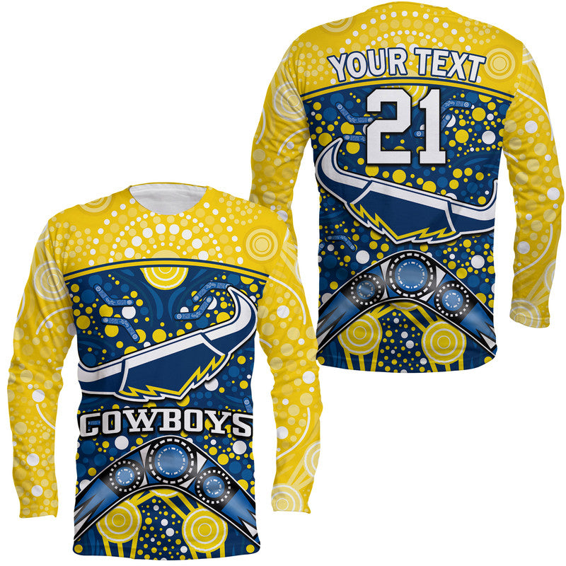 custom-personalised-cowboys-rugby-long-sleeve-shirt-boomerang-indigenous-dots