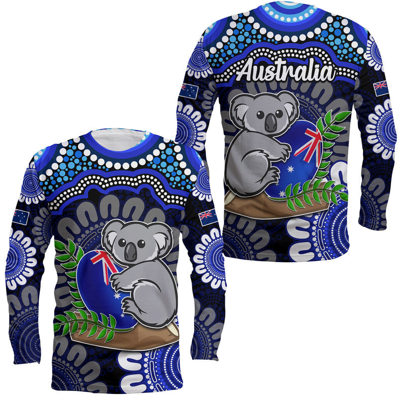 australia-koala-aboriginal-long-sleeve-shirt-koala-hugging-rugby-ball-blue