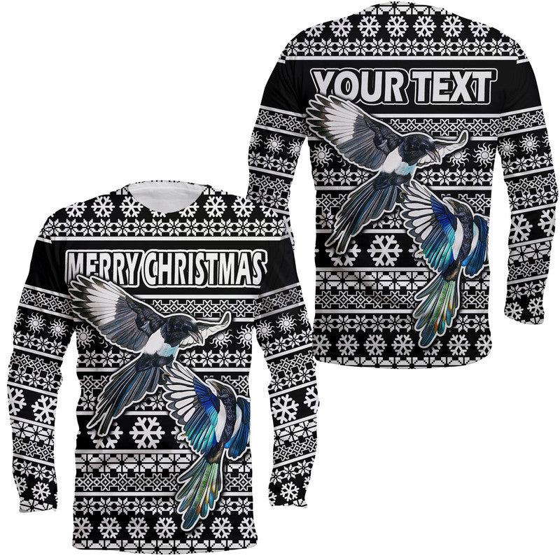 custom-personalised-australian-magpies-christmas-vibe-with-aboriginal-dot-painting-style-long-sleeve-shirt