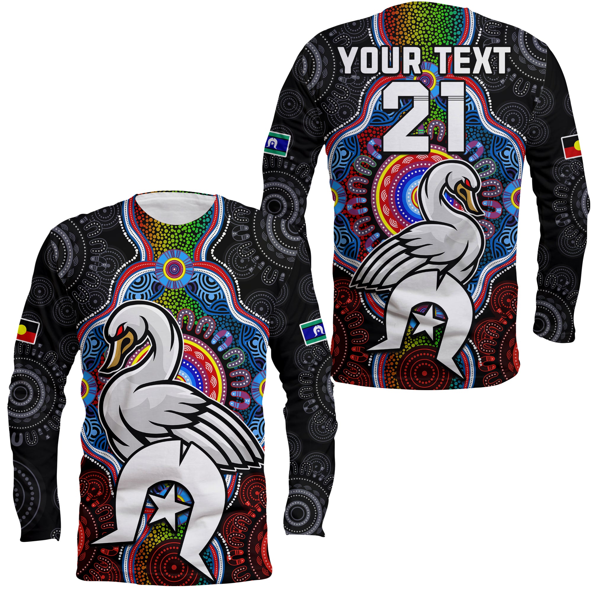 (Custom Personalised) Swans Football NAIDOC Week Long Sleeve Shirt Indigenous LT9