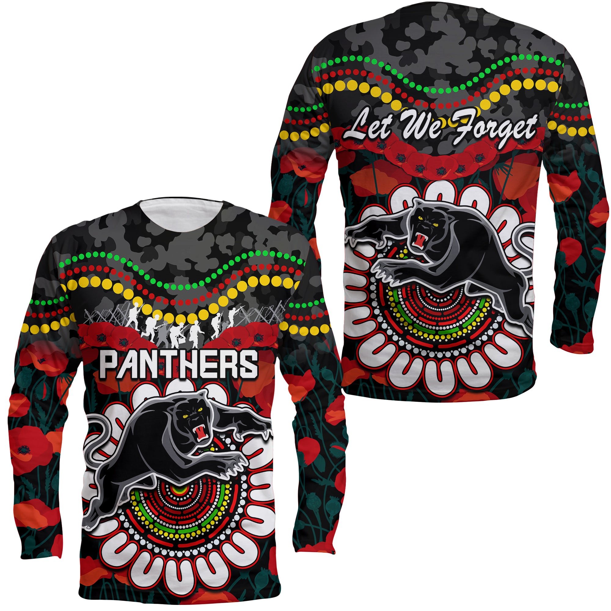 Panthers Rugby ANZAC Long Sleeve Shirt Camouflage Poppy LT9