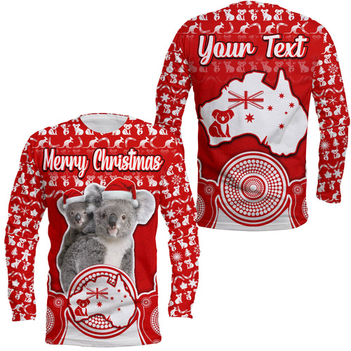 custom-personalised-australian-koala-christmas-vibe-with-aboriginal-dot-painting-style-no1-long-sleeve-shirt