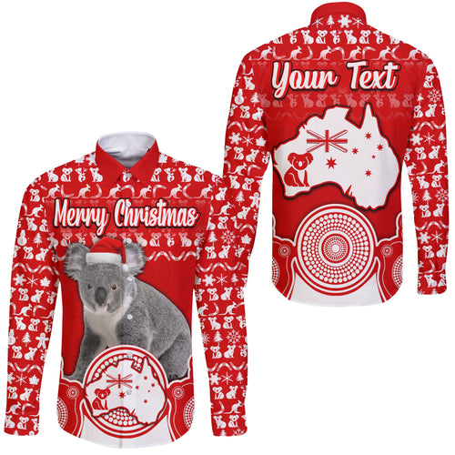 custom-personalised-australian-koala-christmas-vibe-with-aboriginal-dot-painting-style-no2-hawaii-long-sleeve-button-shirt