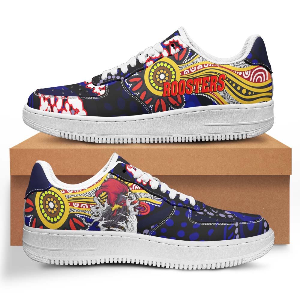 rooster-rugby-low-top-sneakers-f1-angry-rooster-rugby-with-aboriginal-indigenous-dot-painting-style-sneakers