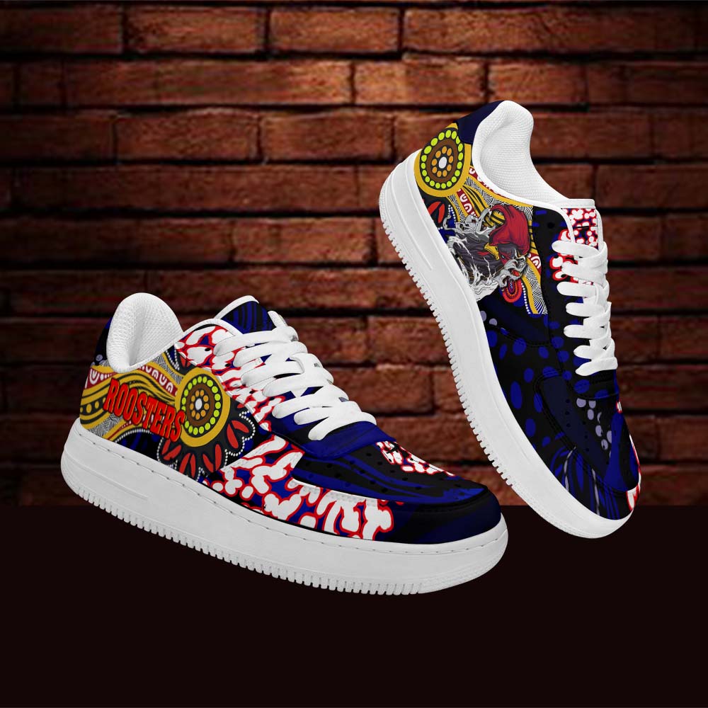 rooster-rugby-low-top-sneakers-f1-angry-rooster-rugby-with-aboriginal-indigenous-dot-painting-style-sneakers