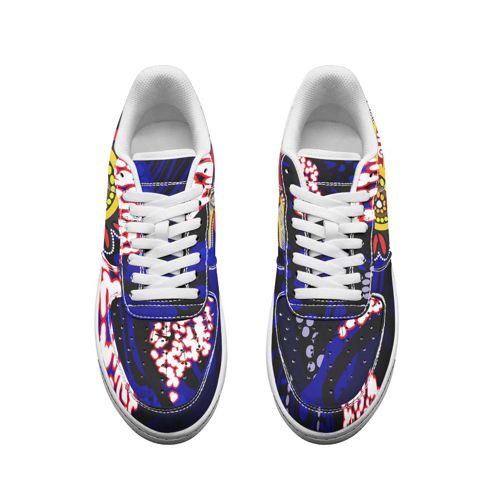 rooster-rugby-low-top-sneakers-f1-angry-rooster-rugby-with-aboriginal-indigenous-dot-painting-style-sneakers