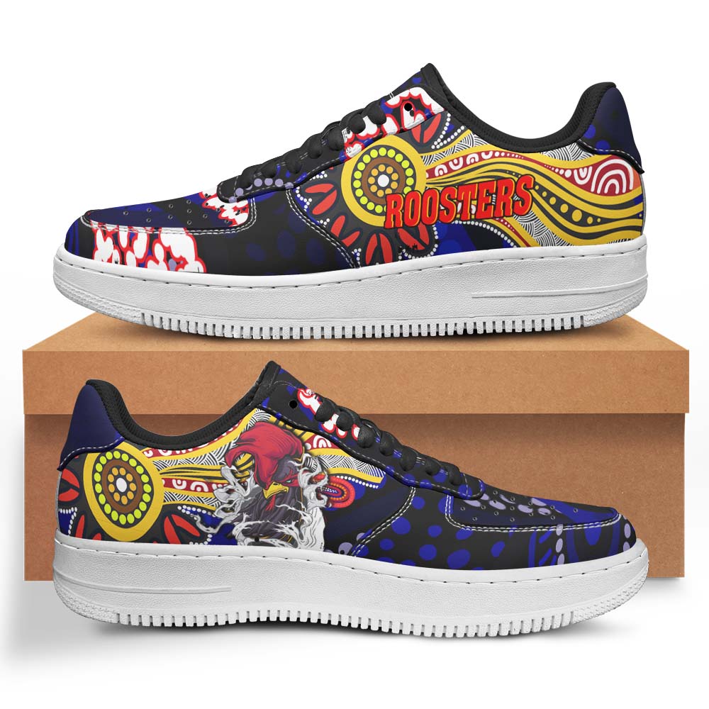 rooster-rugby-low-top-sneakers-f1-angry-rooster-rugby-with-aboriginal-indigenous-dot-painting-style-sneakers