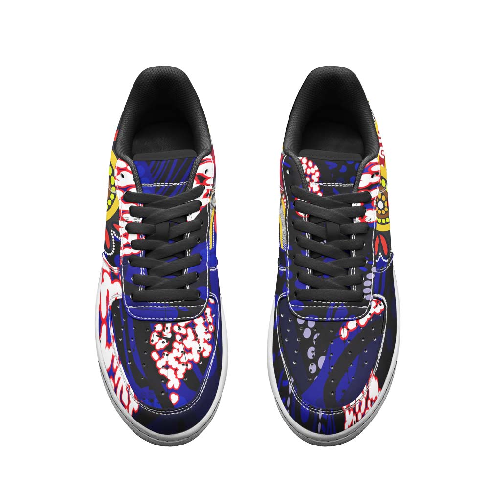 rooster-rugby-low-top-sneakers-f1-angry-rooster-rugby-with-aboriginal-indigenous-dot-painting-style-sneakers