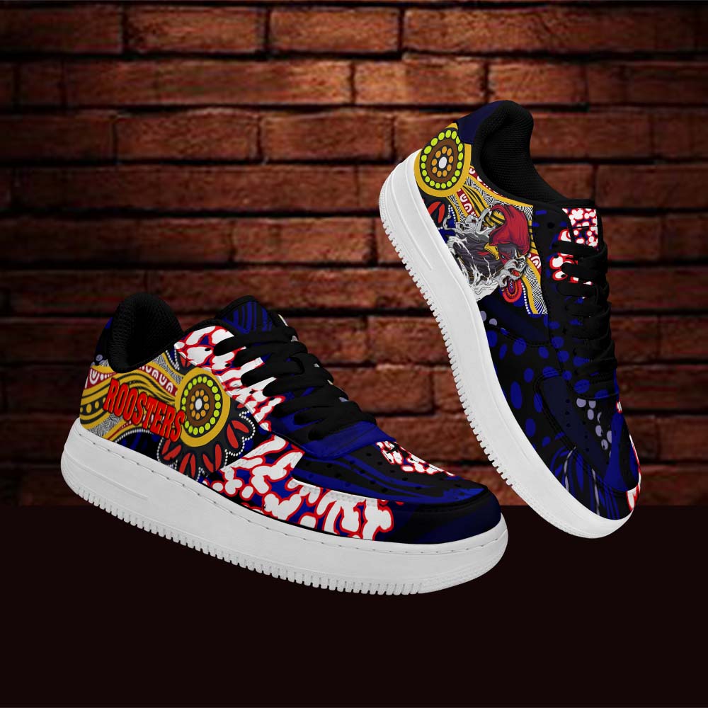 rooster-rugby-low-top-sneakers-f1-angry-rooster-rugby-with-aboriginal-indigenous-dot-painting-style-sneakers