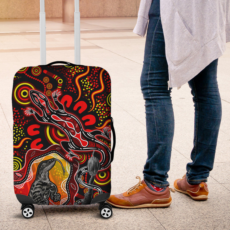aboriginal-lizard-luggage-cover-red-color
