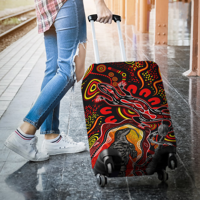 aboriginal-lizard-luggage-cover-red-color