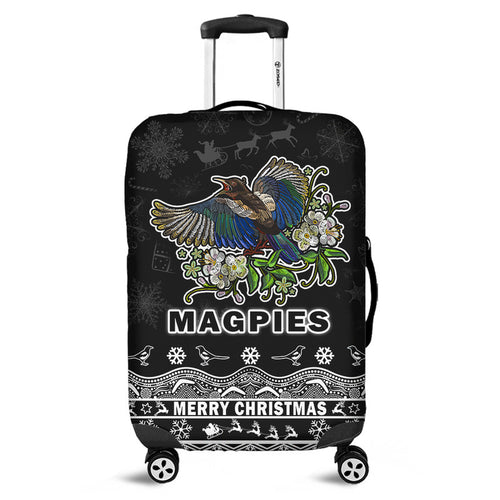 collingwood-pies-unique-winter-season-luggage-cover-magpies-merry-christmas-no1