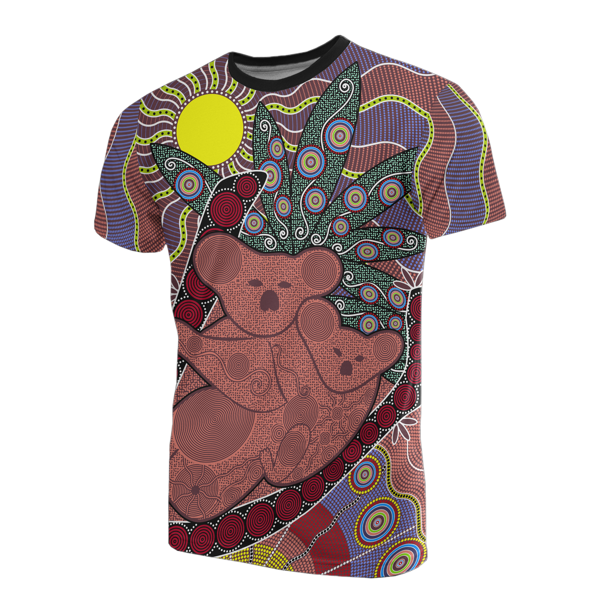 aboriginal-t-shirt-koala-family-sun-dot-painting