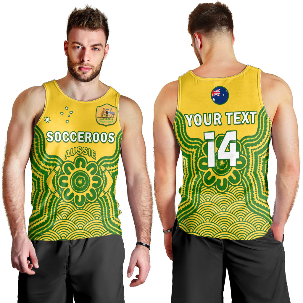 (Custom Text And Number) Australia Soccer Men Tank Top Socceroos Aboriginal Go Champions World Cup 2022 LT14