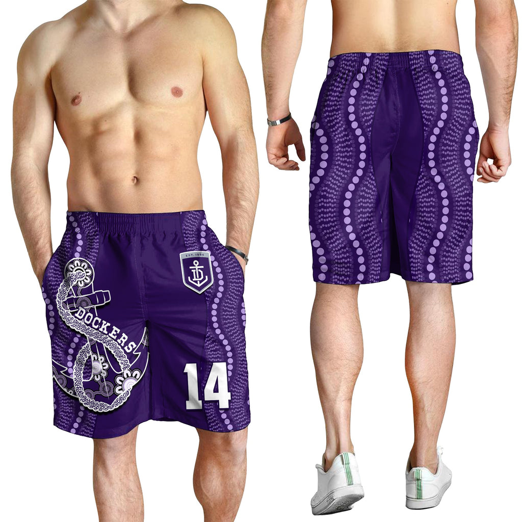 custom-number-dockers-football-men-shorts-fremantle-anchor-mix-aboriginal-pattern-dynamic-style