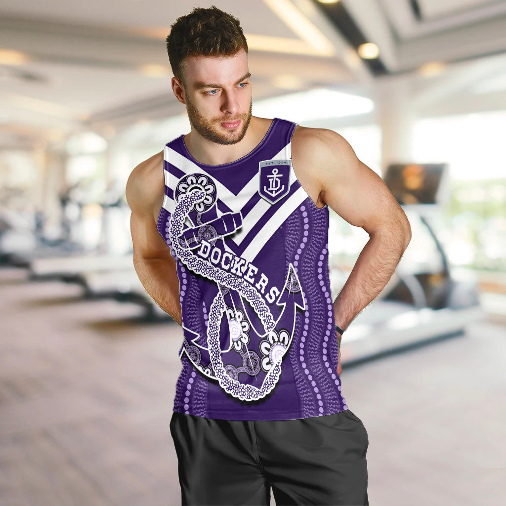 custom-text-and-number-dockers-football-men-tank-top-fremantle-anchor-mix-aboriginal-pattern-dynamic-style