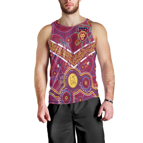 custom-text-and-number-brisbane-football-men-tank-top-indigenous-pattern-go-lions-unique-version
