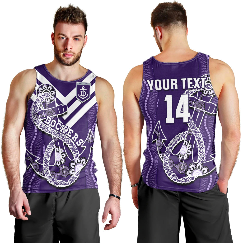 custom-text-and-number-dockers-football-men-tank-top-fremantle-anchor-mix-aboriginal-pattern-dynamic-style