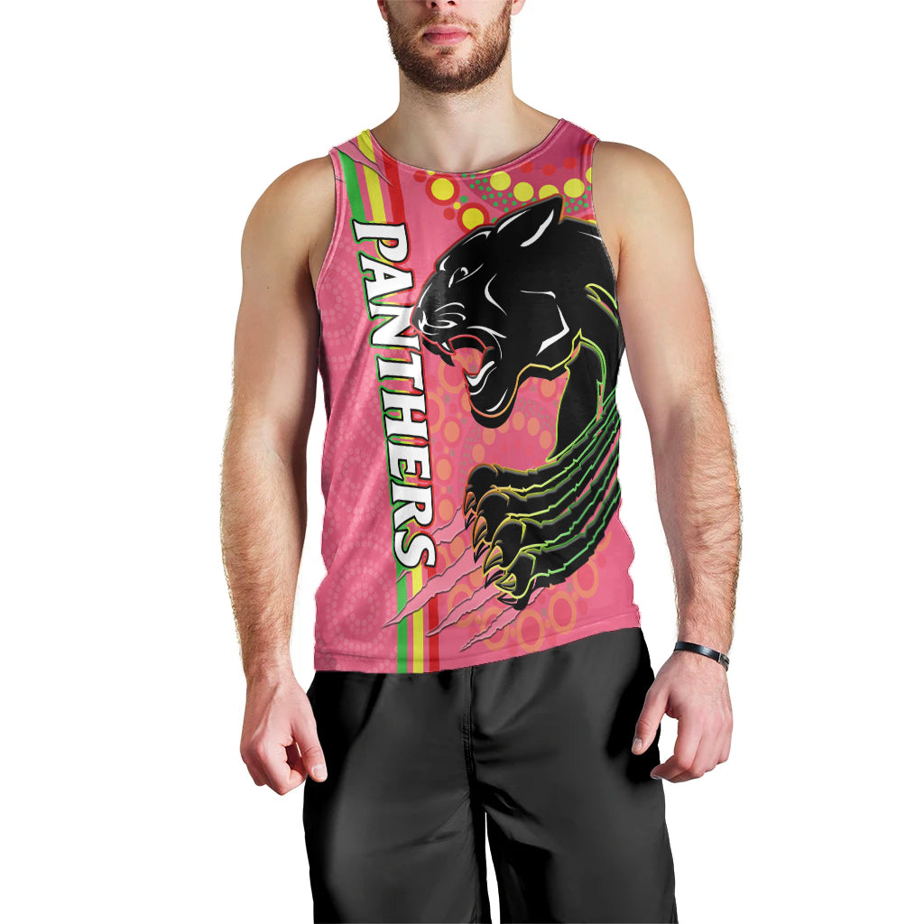 custom-text-and-number-panthers-rugby-men-tank-top-the-mountain-men-aboriginal-art-dynamic-pink-version