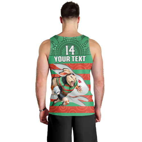 custom-text-and-number-rabbitohs-rugby-men-tank-top-aboriginal-dot-painting-glory-glory-sporty-style