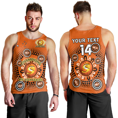 custom-text-and-number-perth-scorchers-cricket-men-tank-top-champions-bbl-indigenous-art-ver02