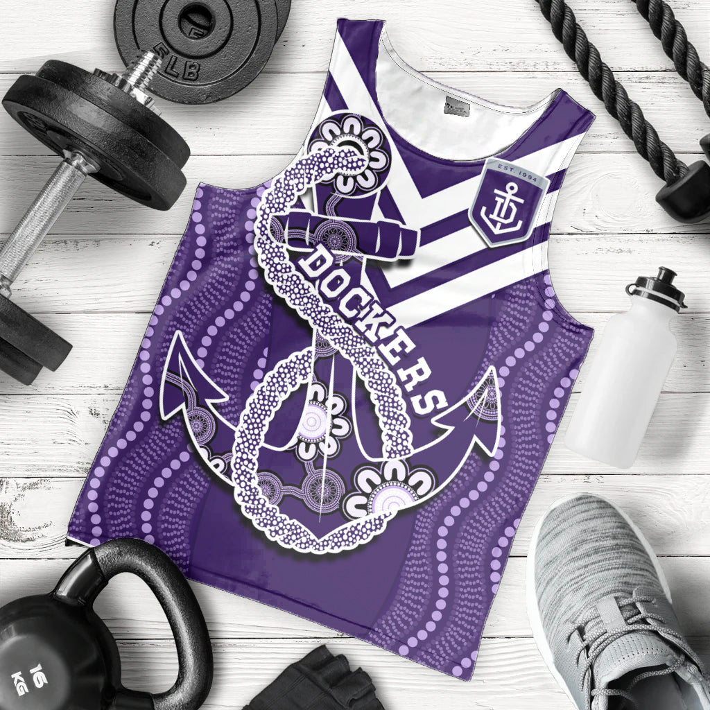 custom-text-and-number-dockers-football-men-tank-top-fremantle-anchor-mix-aboriginal-pattern-dynamic-style