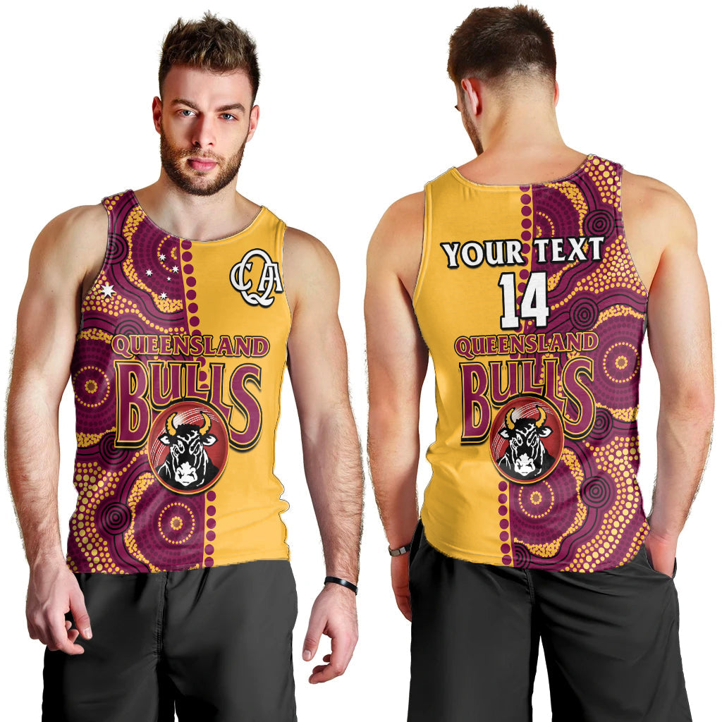 custom-text-and-number-queensland-cricket-2023-men-tank-top-bulls-sheffield-shield-indigenous