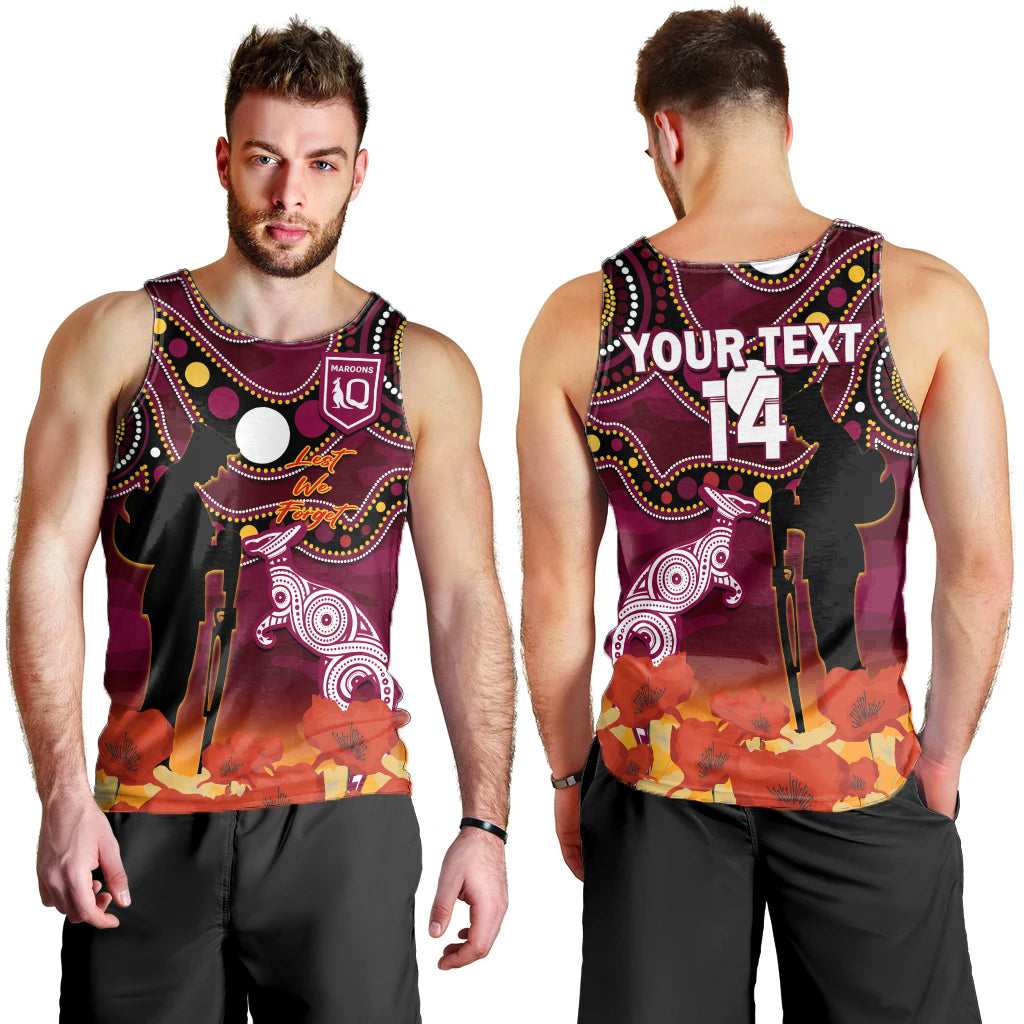custom-text-and-number-maroons-rugby-anzac-2023-men-tank-top-qld-aboriginal-mix-poppy-camouflage