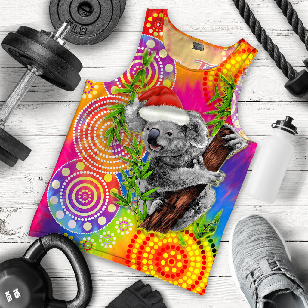 custom-personalised-australia-koala-aboriginal-men-tank-top-rainbow-tie-dye-merry-christmas