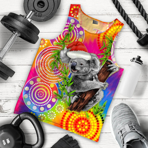 custom-personalised-australia-koala-aboriginal-men-tank-top-rainbow-tie-dye-merry-christmas