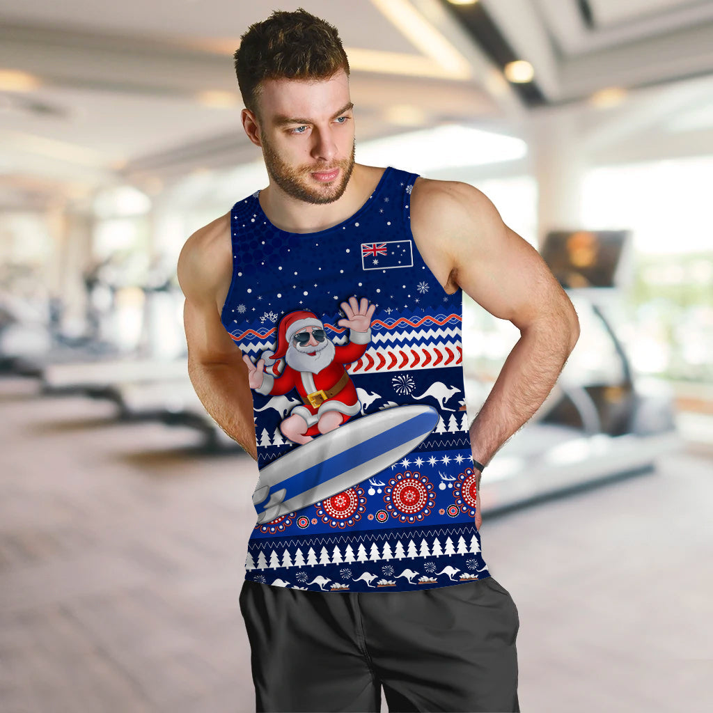 custom-personalised-australia-christmas-men-tank-top-aussie-aboriginal-santa-claus-is-surfing-with-kangaroo