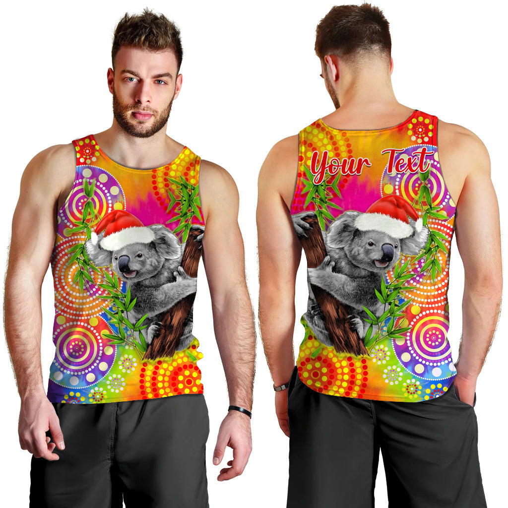 custom-personalised-australia-koala-aboriginal-men-tank-top-rainbow-tie-dye-merry-christmas