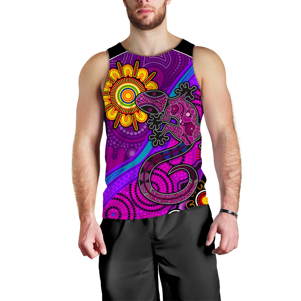 custom-text-and-number-australia-lizard-and-sun-men-tank-top-aboriginal-art-purple